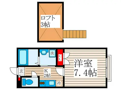 アールブラン(1K/2階)の間取り写真