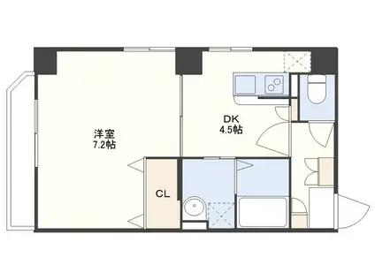 レジデンス筑後(1DK/7階)の間取り写真