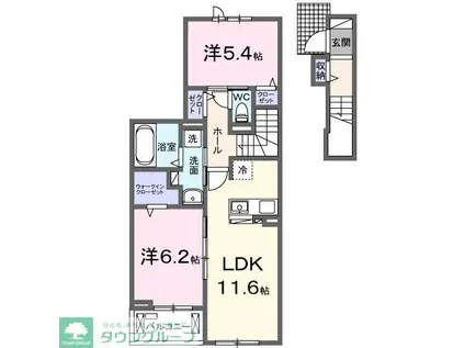 パーシモンN(2LDK/2階)の間取り写真