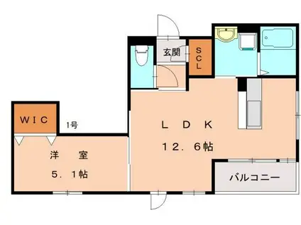 SOLEIL KOGA(1LDK/5階)の間取り写真