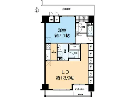 リビオライズID大手前西(1LDK/4階)の間取り写真