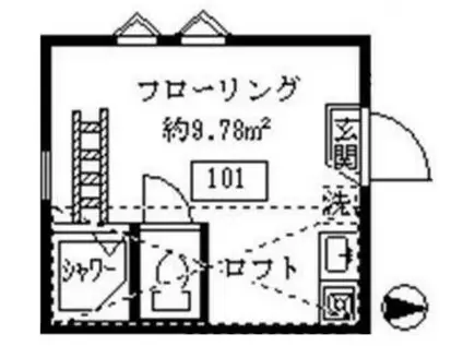 フェリスロータス(ワンルーム/1階)の間取り写真