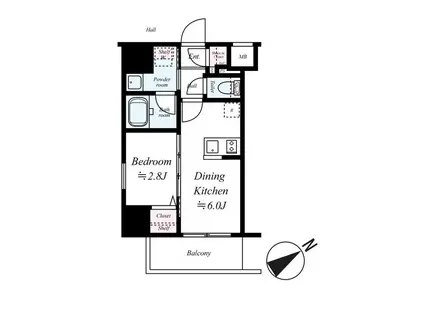 アルコバレーノカワサキ(1DK/13階)の間取り写真