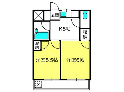 大東京戸田公園ハイツ(2K/4階)の間取り写真