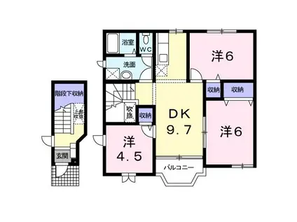 コットンフィールド C(3DK/2階)の間取り写真