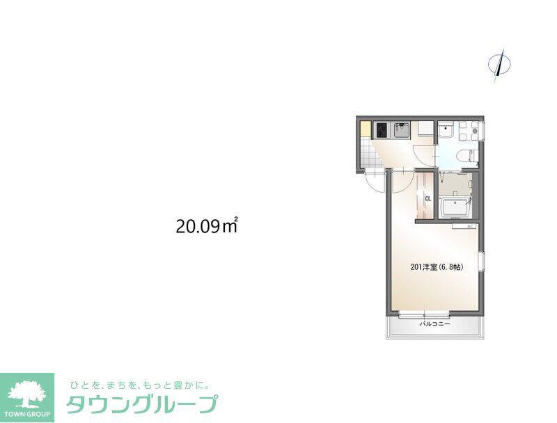 COAST TERRACE 中海岸(1K/2階)の間取り写真