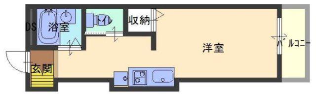 ジュネス伊伝居(ワンルーム/4階)の間取り写真