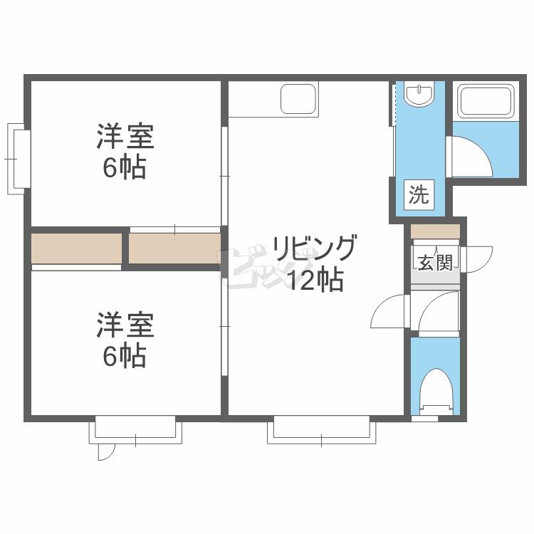 コンチネンタル山の手III B(2LDK/2階)の間取り写真