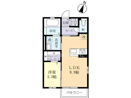 FLOR DE CEREZO(1LDK/1階)の間取り写真