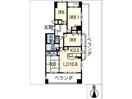 モアグレース六条東 1303号(4LDK/13階)の間取り写真