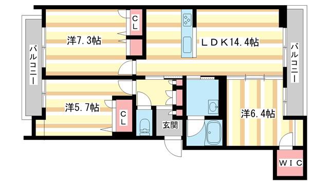 CASA BLANCAII(3LDK/3階)の間取り写真