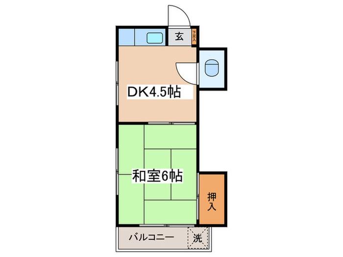 K-FLAT(1DK/4階)の間取り写真