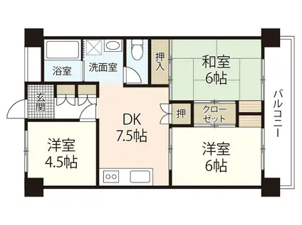 グランドハイツ山根(3DK/2階)の間取り写真