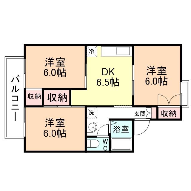 パレーシャル堀川(3DK/2階)の間取り写真