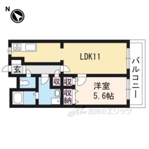 ベルヴィ栗東(1LDK/2階)の間取り写真