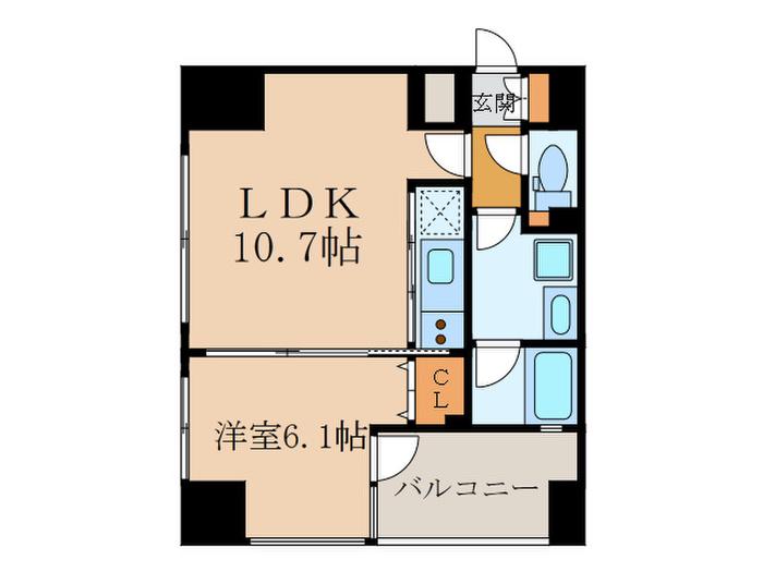 レジディア広尾南(1LDK/3階)の間取り写真