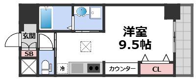 LA CASA新深江(ワンルーム/1階)の間取り写真