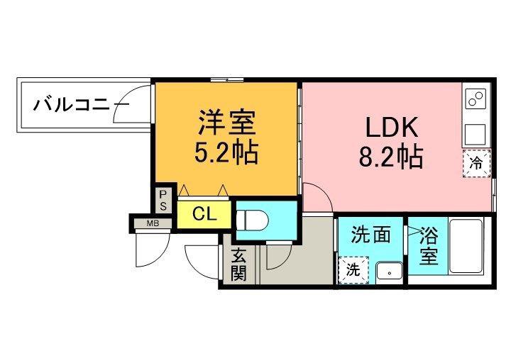 フジパレス出来島ウエストV番館(1LDK/2階)の間取り写真