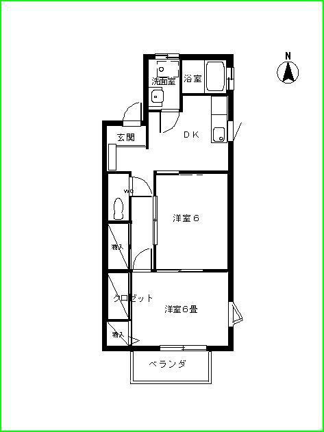 パティオ・I(2DK/1階)の間取り写真