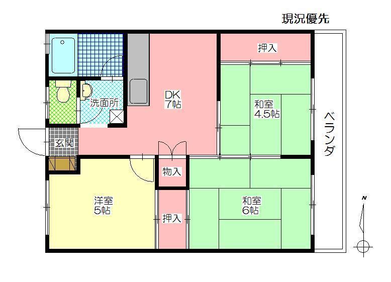 よしみつビル(3DK/4階)の間取り写真