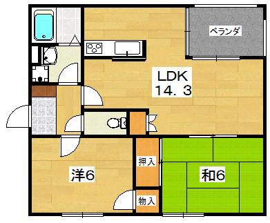 ルシール森田(2LDK/2階)の間取り写真