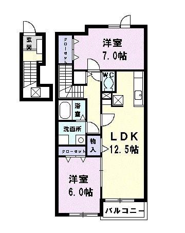 アクテュエル(2LDK/2階)の間取り写真