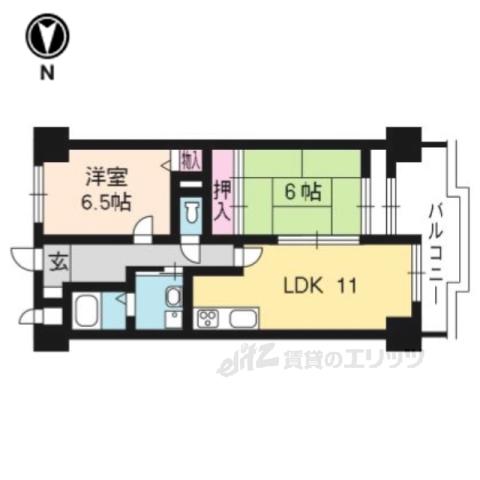 ラポート池ノ川(2LDK/6階)の間取り写真