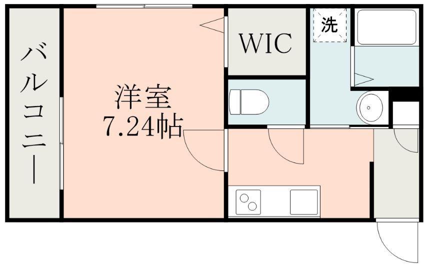 鹿児島市電唐湊線 中洲通駅 徒歩9分 5階建 築4年(1K/3階)の間取り写真