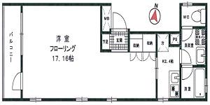 VIOLA南麻布(1K/3階)の間取り写真