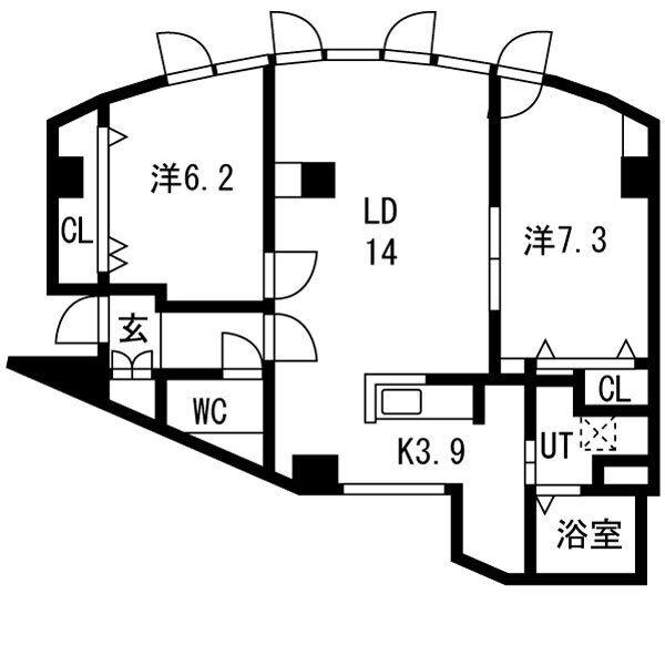 CUORE手稲本町(2LDK/3階)の間取り写真