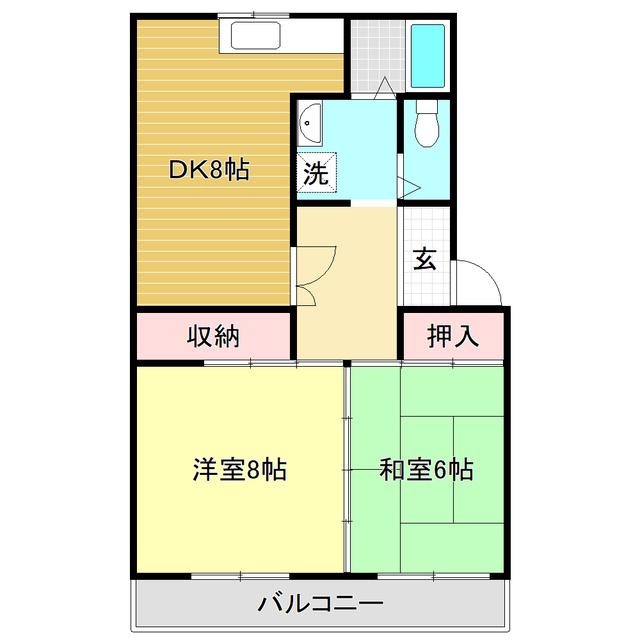 松岡マンション(2DK/4階)の間取り写真