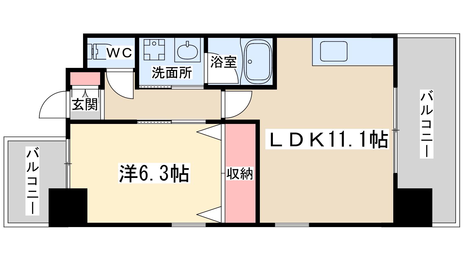 アローフィールズ壱番館(1LDK/7階)の間取り写真
