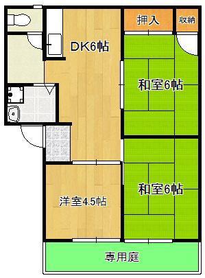リバブル遠賀 A棟(3DK/1階)の間取り写真