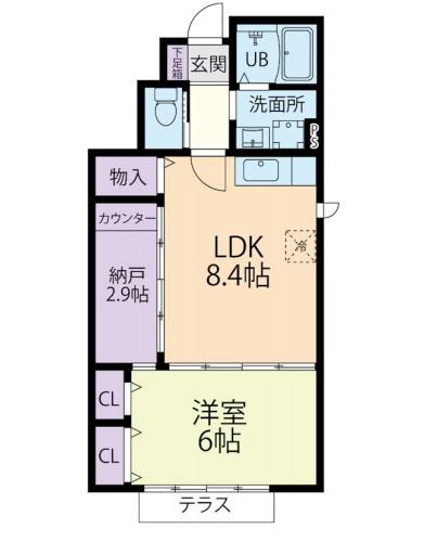 SUNNY FLAT(1SLDK/1階)の間取り写真