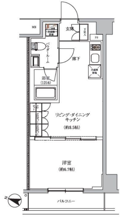 ARCOBALENO HASUNEII(1LDK/7階)の間取り写真