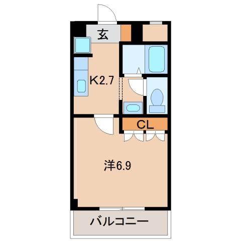 ポートM(1K/2階)の間取り写真