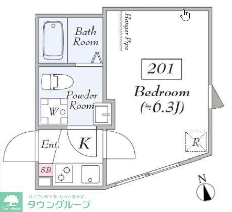 BOOKMARK東伏見(1K/2階)の間取り写真