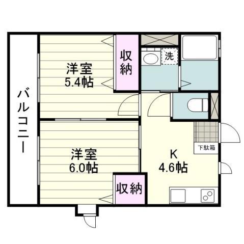 鹿児島市電谷山線 谷山駅(市電) 徒歩32分 2階建 築23年(2K/1階)の間取り写真