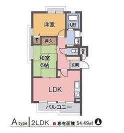 コーポ加島II(2LDK/2階)の間取り写真