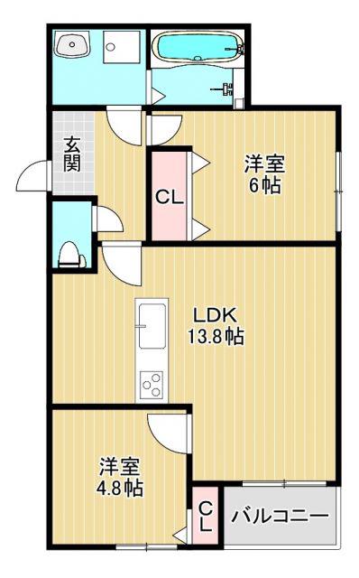 リアノーラ平野ウエスト(2LDK/1階)の間取り写真