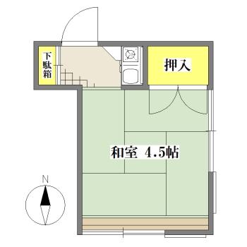江崎アパート(ワンルーム/2階)の間取り写真