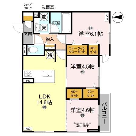 フォレストガーデン北花田(3LDK/1階)の間取り写真
