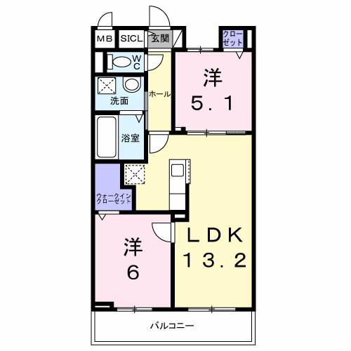 グラン・ステラータ(2LDK/2階)の間取り写真