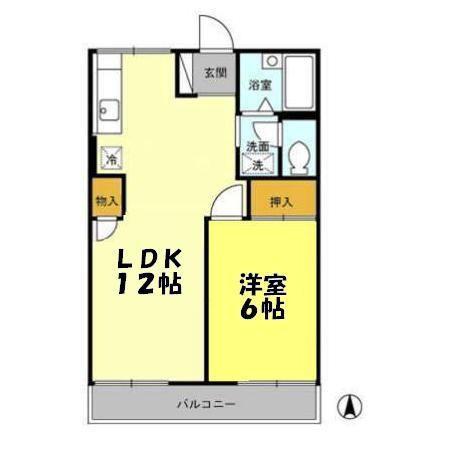 コーポレイクサイド(1LDK/2階)の間取り写真