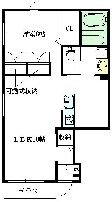 TAU CUBE(1LDK/1階)の間取り写真