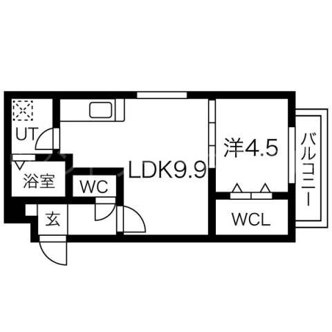 イミュータブル2(1LDK/2階)の間取り写真