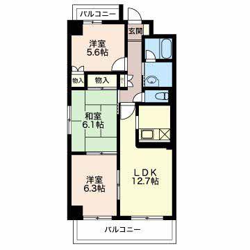 オークランド25(3LDK/4階)の間取り写真
