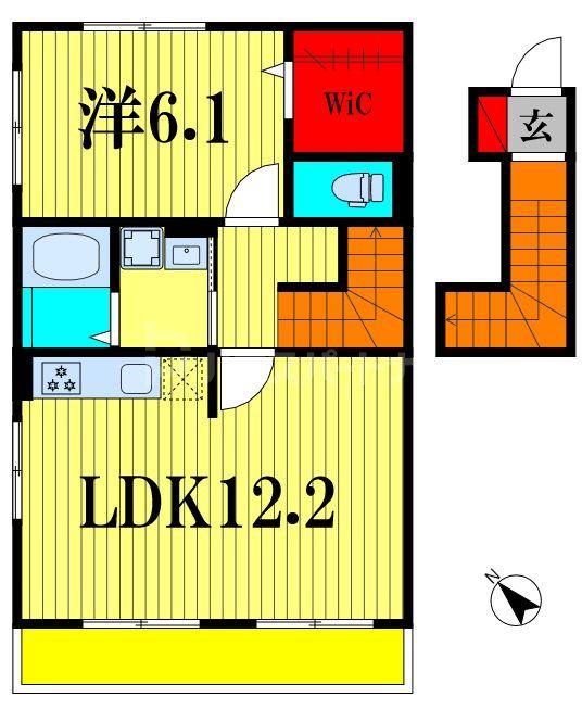 クイナ ハレ A棟(1LDK/2階)の間取り写真