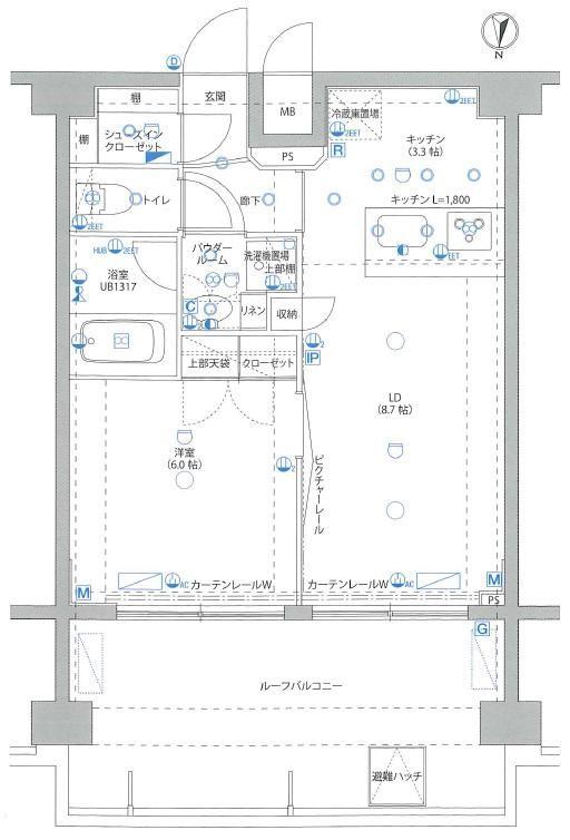 グロース錦糸町ミルーナヒルズ(1LDK/6階)の間取り写真