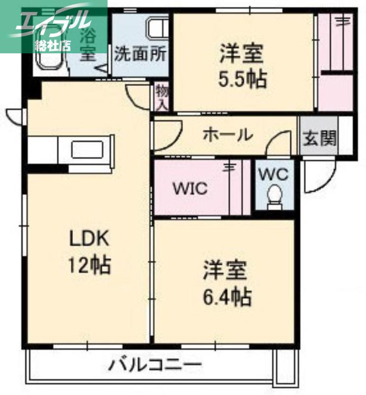ブランペーシュ(2LDK/1階)の間取り写真